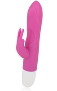 Розовый вибромассажер с клиторальным стимулятором Roller Tip With Roller Ball Movement - 14 см. - фото, цены