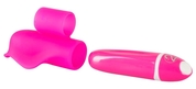 Розовая насадка на палец с вибрацией Little Dolphin - фото, цены