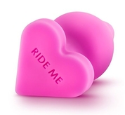 Розовый анальный плаг с основанием-сердечком Ride Me - 10,6 см. - фото, цены