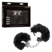 Металлические наручники с черным мехом Ultra Fluffy Furry Cuffs - фото, цены