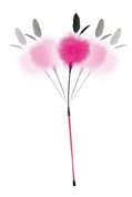 Хлыст с розовым помпоном и перьями - 50 см. - фото, цены