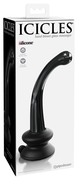 Черный стеклянный фаллоимитатор Icicles №87 с силиконовой присоской - 15,5 см. - фото, цены