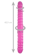 Розовый двусторонний спиралевидный фаллоимитатор - 42,5 см. - фото, цены