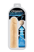 Телесная силиконовая насадка на пенис с вибрацией Orgasm Generator 7 Sleeve Vibrating - 17 см. - фото, цены