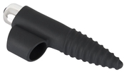 Черная вибронасадка на палец с винтовым наконечником Finger Vibrator - 10,5 см. - фото, цены