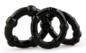 Набор из 3 черных эрекционных колец с рельефом - фото, цены