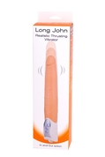 Телесный вибратор Long John Realistic Thrusting Vibrator с функцией толкания - 20 см. - фото, цены