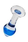 Стеклянная анальная втулка с синим кончиком - 11,5 см. - фото, цены