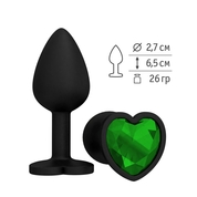 Черная силиконовая пробка с зеленым кристаллом - 7,3 см. - фото, цены