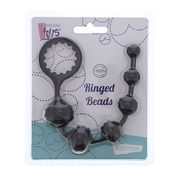 Черная анальная цепочка с шишечками Ringed Beads - 23 см. - фото, цены