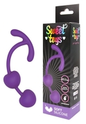 Фиолетовые силиконовые вагинальные шарики с ограничителем - фото, цены