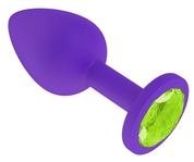 Фиолетовая силиконовая пробка с лаймовым кристаллом - 7,3 см. - фото, цены