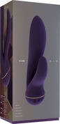Фиолетовый вибратор Nim с клиторальным отростком - 18,8 см. - фото, цены