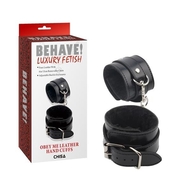 Черные наручники Obey Me Leather Hand Cuffs - фото, цены