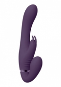 Фиолетовый безремневой вибрострапон Suki со стимулятором клитора - 22 см. - фото, цены