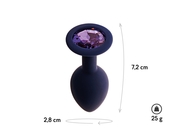 Черничная анальная пробка с фиолетовым кристаллом Gamma S - 7,2 см. - фото, цены