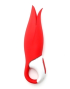 Красный вибратор Satisfyer Power Flower с лепестками - 18,8 см. - фото, цены
