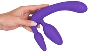 Фиолетовый безремневой страпон с двумя пробками Triple Teaser - фото, цены