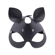 Черная кожаная маска Кошка с маленькими ушками - фото, цены