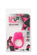 Розовое эрекционное кольцо с щеточкой Lit-up Silicone Stimu Ring 5 - фото, цены