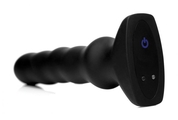Черный вибратор с волнообразным движением Silicone Vibrating Squirming Plug with Remote Control - 19,5 см. - фото, цены