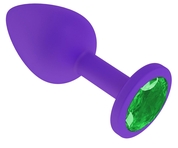 Фиолетовая силиконовая пробка с зеленым кристаллом - 7,3 см. - фото, цены