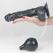 Черный фаллоимитатор-гигант с грушей 10 Squirt Extreme Dildo - 25,5 см. - фото, цены