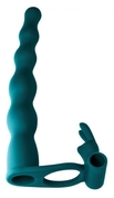 Зеленая вибронасадка для двойного проникновения Naughty Bunny - 17 см. - фото, цены