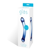 Синий изогнутый фаллоимитатор Curved G-Spot Glass Dildo - 16 см. - фото, цены
