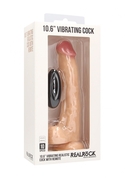 Телесный вибратор-реалистик Vibrating Realistic Cock 10 With Scrotum - 27 см. - фото, цены