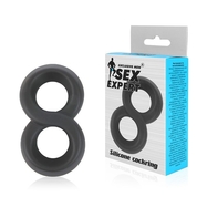 Черное силиконовое эрекционное кольцо Sex Expert в виде восьмерки - фото, цены