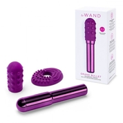 Фиолетовый жезловый вибратор Le Wand Grand Bullet с двумя нежными насадками - фото, цены