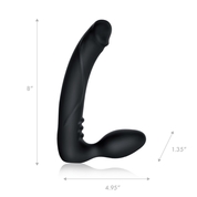 Черный безремневой страпон с вибрацией - 20,3 см. - фото, цены