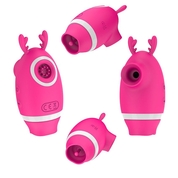 Розовый клиторальный вибромассажер с рожками - фото, цены
