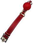 Красный силиконовый кляп-шарик с фиксацией и замочком - фото, цены