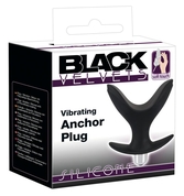 Чёрная анальная V-образная пробка Black Velvets Vibrating Anchor Plug с вибрацией - 10,3 см. - фото, цены