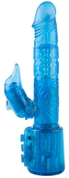 Синий вибратор с клиторальным стимулятором-дельфином - 17,8 см. - фото, цены