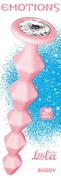 Розовая анальная цепочка с кристаллом Buddy - 17,7 см. - фото, цены