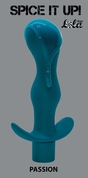Бирюзовая фигурная анальная пробка с вибрацией Passion - 14 см. - фото, цены