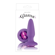 Фиолетовая анальная пробка с фиолетовым кристаллом Glams Purple Gem - 10,4 см. - фото, цены