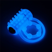 Голубое, светящееся в темноте виброкольцо Lumino Play Vibrating Penis Ring - фото, цены