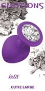 Большая фиолетовая анальная пробка Emotions Cutie Large с прозрачным кристаллом - 10 см. - фото, цены