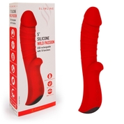 Красный вибромассажер 5 Silicone Wild Passion - 19,1 см. - фото, цены