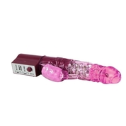 Розовый вибратор хай-тек с бусинками - 24 см. - фото, цены
