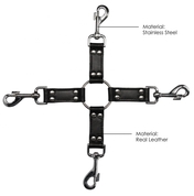 Черный крестообразный фиксатор 4-way Leather Hogtie Cross Hogtie - фото, цены