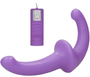 Фиолетовый безремневой вибрострапон с пультом управления Vibrating Silicone Strapless Strapon - фото, цены
