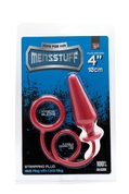 Красное эрекционное кольцо с анальной пробкой Menzstuff 4inch Single Ring Anal Plug - фото, цены