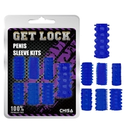 Набор из 7 синих насадок на пенис Get Lock - фото, цены