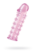 Гелевая розовая насадка на фаллос с шипами - 12 см. - фото, цены