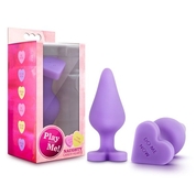 Фиолетовая анальная пробка Naughty Candy Heart Do Me Now - 8,9 см. - фото, цены